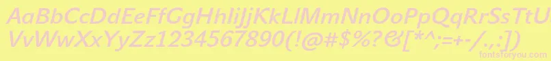 JohnsansMediumProItalic Font – Pink Fonts on Yellow Background