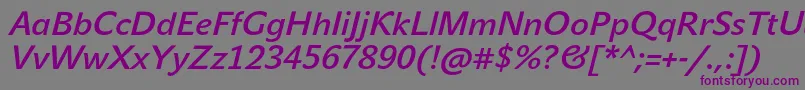 JohnsansMediumProItalic-fontti – violetit fontit harmaalla taustalla