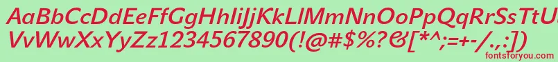JohnsansMediumProItalic-Schriftart – Rote Schriften auf grünem Hintergrund