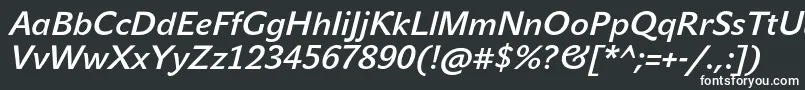 JohnsansMediumProItalic-fontti – valkoiset fontit mustalla taustalla