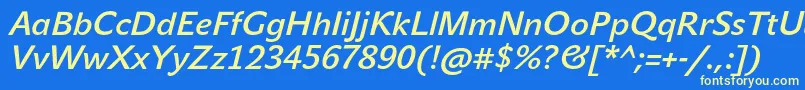 JohnsansMediumProItalic-fontti – keltaiset fontit sinisellä taustalla
