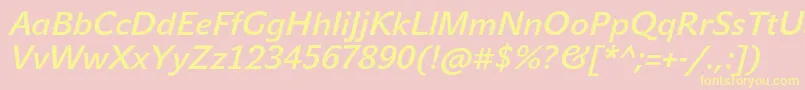 JohnsansMediumProItalic-fontti – keltaiset fontit vaaleanpunaisella taustalla