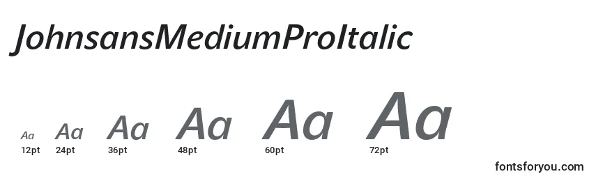 JohnsansMediumProItalic Font Sizes