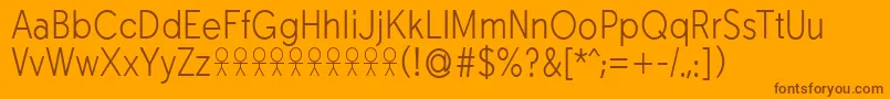 TabarraproNarrowlightFfp-Schriftart – Braune Schriften auf orangefarbenem Hintergrund