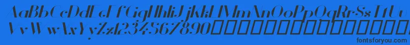 VanityBoldWideItalic Font – Black Fonts on Blue Background