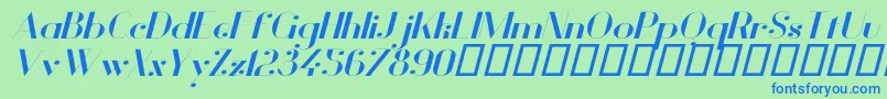 VanityBoldWideItalic Font – Blue Fonts on Green Background