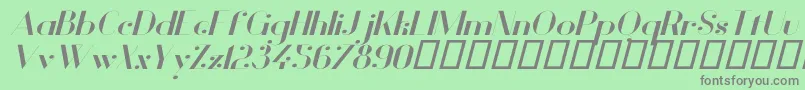 Fonte VanityBoldWideItalic – fontes cinzas em um fundo verde