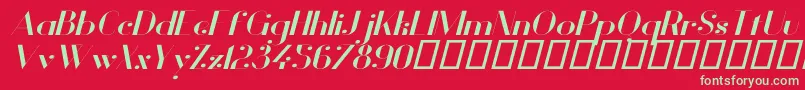 フォントVanityBoldWideItalic – 赤い背景に緑の文字