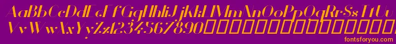 VanityBoldWideItalic Font – Orange Fonts on Purple Background