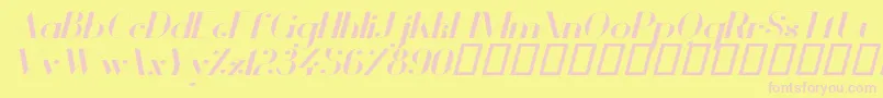 Fonte VanityBoldWideItalic – fontes rosa em um fundo amarelo