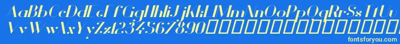 VanityBoldWideItalic Font – Yellow Fonts on Blue Background