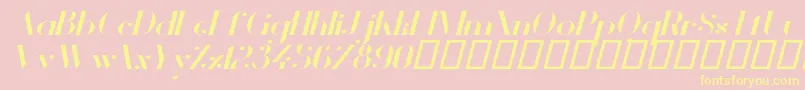 VanityBoldWideItalic Font – Yellow Fonts on Pink Background