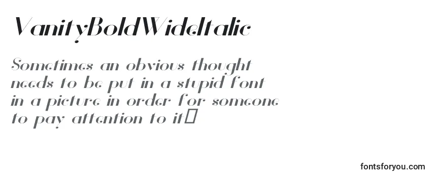 VanityBoldWideItalic Font