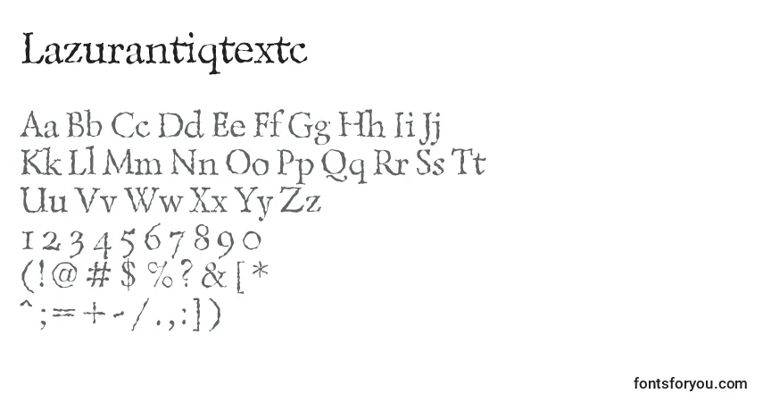 A fonte Lazurantiqtextc – alfabeto, números, caracteres especiais