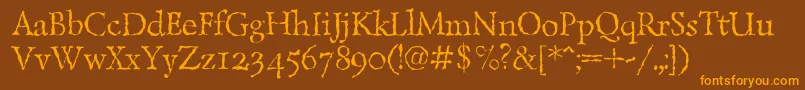 Lazurantiqtextc Font – Orange Fonts on Brown Background