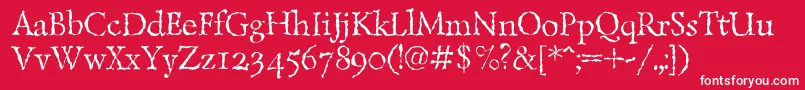 Lazurantiqtextc-Schriftart – Weiße Schriften auf rotem Hintergrund
