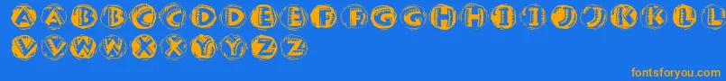 フォントJamboround – オレンジ色の文字が青い背景にあります。