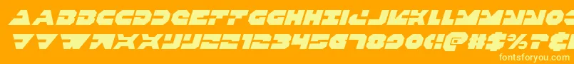 Triggermanital-Schriftart – Gelbe Schriften auf orangefarbenem Hintergrund