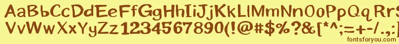 フォントEriksans – 茶色の文字が黄色の背景にあります。