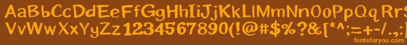 フォントEriksans – オレンジ色の文字が茶色の背景にあります。