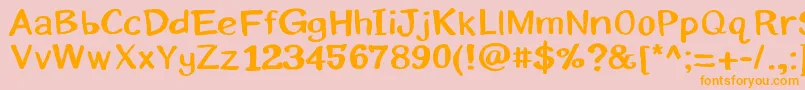 フォントEriksans – オレンジの文字がピンクの背景にあります。