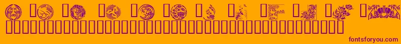 Fonte JapaneseDesigns – fontes roxas em um fundo laranja