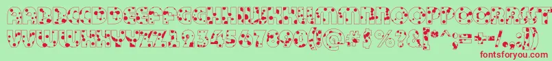 BighaustitulotldrRegular Font – Red Fonts on Green Background