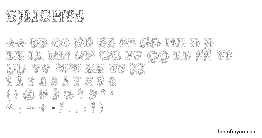 Schriftart DjLights – Alphabet, Zahlen, spezielle Symbole