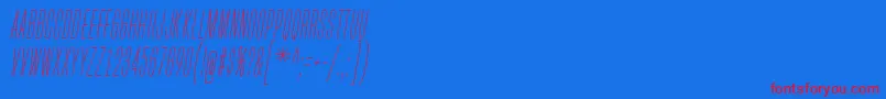 BuiltTitlingElIt-Schriftart – Rote Schriften auf blauem Hintergrund