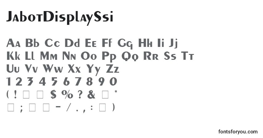 Czcionka JabotDisplaySsi – alfabet, cyfry, specjalne znaki