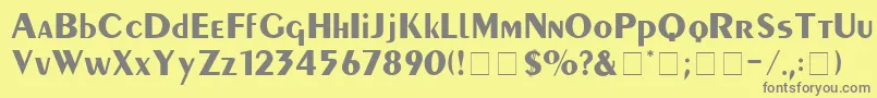 JabotDisplaySsi-fontti – harmaat kirjasimet keltaisella taustalla