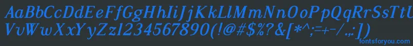 DustismoRomanBoldItalic Font – Blue Fonts on Black Background