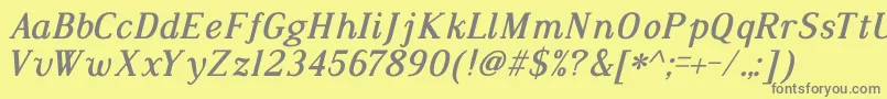 フォントDustismoRomanBoldItalic – 黄色の背景に灰色の文字