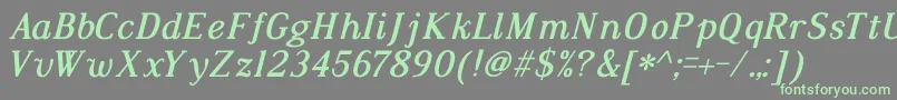 DustismoRomanBoldItalic Font – Green Fonts on Gray Background