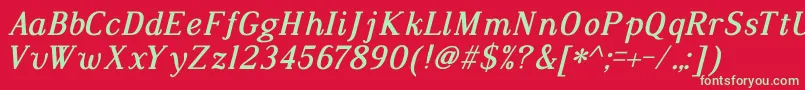 DustismoRomanBoldItalic Font – Green Fonts on Red Background