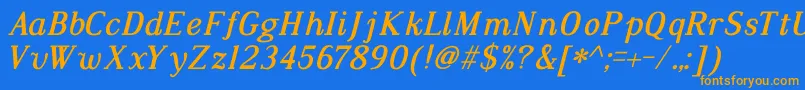DustismoRomanBoldItalic Font – Orange Fonts on Blue Background