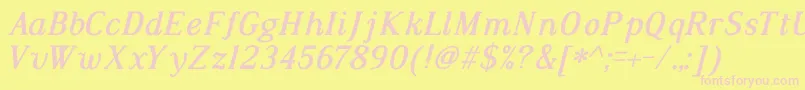 DustismoRomanBoldItalic Font – Pink Fonts on Yellow Background