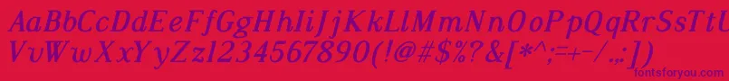 Police DustismoRomanBoldItalic – polices violettes sur fond rouge