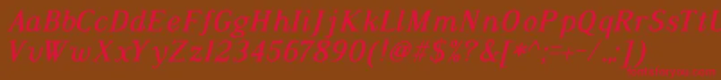 DustismoRomanBoldItalic Font – Red Fonts on Brown Background