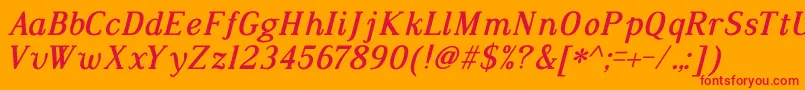 DustismoRomanBoldItalic Font – Red Fonts on Orange Background
