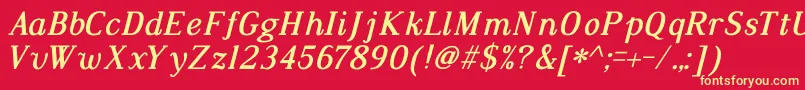 DustismoRomanBoldItalic Font – Yellow Fonts on Red Background