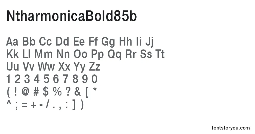 A fonte NtharmonicaBold85b – alfabeto, números, caracteres especiais