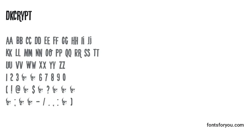 Czcionka DkCrypt – alfabet, cyfry, specjalne znaki