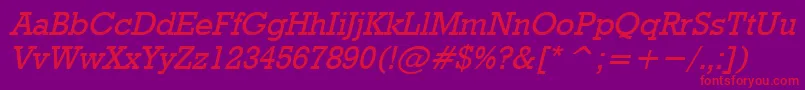 RodeoItalic-Schriftart – Rote Schriften auf violettem Hintergrund