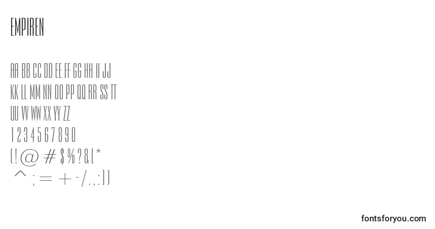Empirenフォント–アルファベット、数字、特殊文字