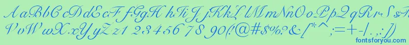 Bravoscriptssk Font – Blue Fonts on Green Background