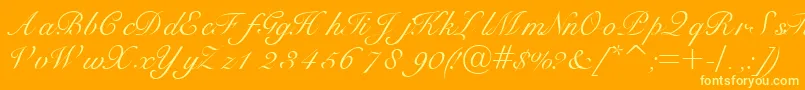 Bravoscriptssk-Schriftart – Gelbe Schriften auf orangefarbenem Hintergrund