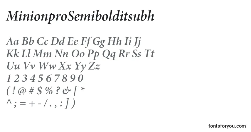 MinionproSemibolditsubh-fontti – aakkoset, numerot, erikoismerkit