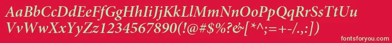 MinionproSemibolditsubh Font – Green Fonts on Red Background