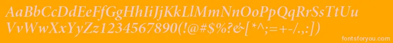 MinionproSemibolditsubh-fontti – vaaleanpunaiset fontit oranssilla taustalla